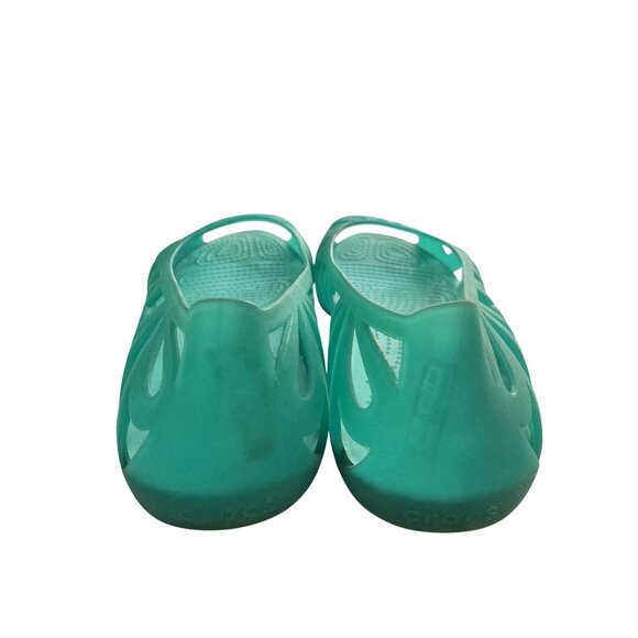 Crocs Women's Size 8 Green Cutout Peep Toe Flats shoes - Picture 4 of 8